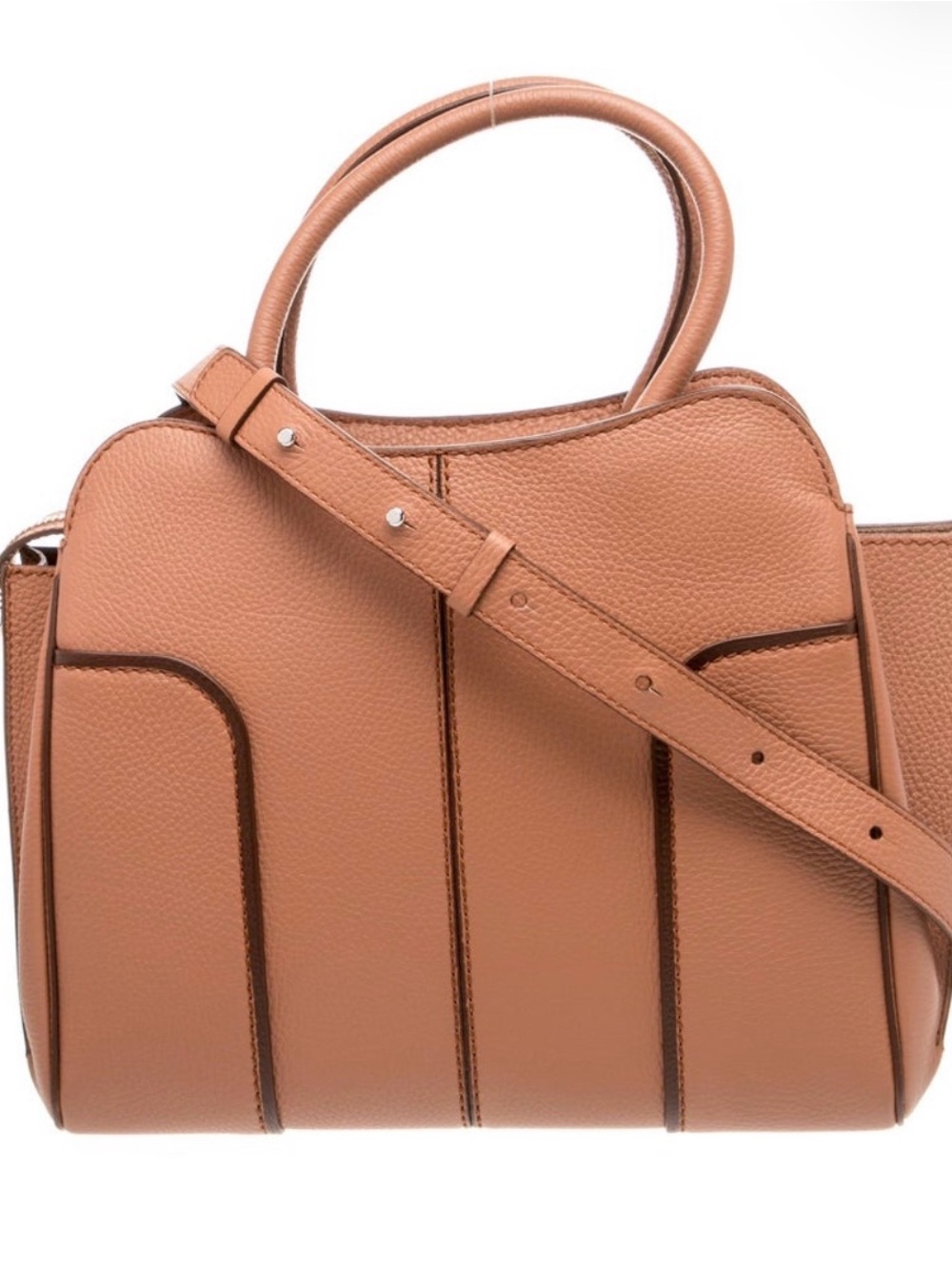 Beautiful Tod's Medium Sella Satchel in Camel Pebbled Leather with Piping